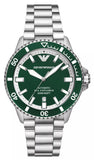 Emporio Armani Sea Explorer Green Dial Silver Steel Strap Watch for Men - AR60080