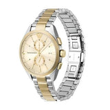 Emporio Armani Elegant Chronograph Cream Dial Two Tone Steel Strap Watch for Men - AR11605