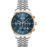 Hugo Boss Avery Chronograph Blue Dial Silver Steel Strap Watch for Men - 1514158
