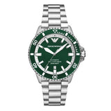 Emporio Armani Sea Explorer Green Dial Silver Steel Strap Watch for Men - AR60080