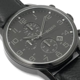 Hugo Boss Aeroliner Chronograph Black Dial Black Leather Strap Watch for Men - 1512567