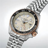 Seiko 5 GMT Sport Asia Exclusive Limited Edition Off White Dial Silver Steel Strap Watch for Men - SSK046K1