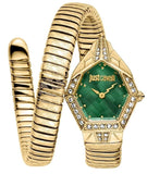 Just Cavalli Ornato Green Dial Gold Steel Strap Watch for Women - JC1L303M0035