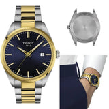 Tissot PR 100 Blue Dial Two Tone Steel Strap Watch for Men - T150.410.22.041.00