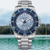 Citizen Mechanical Automatic Blue Dial Silver Steel Strap Watch for Men - NJ0178-81M