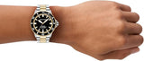 Emporio Armani Sea Explorer Black Dial Two Tone Steel Strap Watch for Men - AR60089