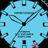 Emporio Armani Sea Explorer Turquoise Blue Dial Black Steel Strap Watch for Men - AR60084