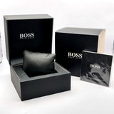 Hugo Boss Aeroliner Chronograph Black Dial Black Leather Strap Watch for Men - 1512567