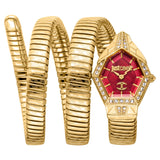 Just Cavalli Mesmerizing Red Dal Gold Steel Strap Watch for Women - JC1L304M0035