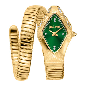 Just Cavalli Ferocious Green Dial Gold Steel Strap Watch for Women - JC1L306M0045