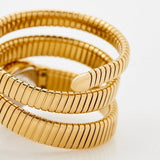 Just Cavalli Glam Evo 5 Red Dial Gold Steel Strap Watch for Women - JC1L228M0045