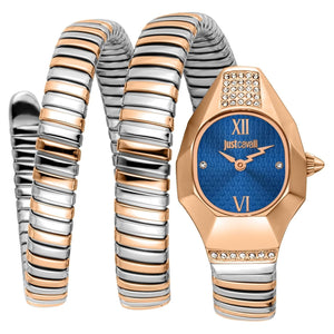 Just Cavalli Lunara Blue Dial Two Tone Steel Strap Watch for Women - JC1L397M0085