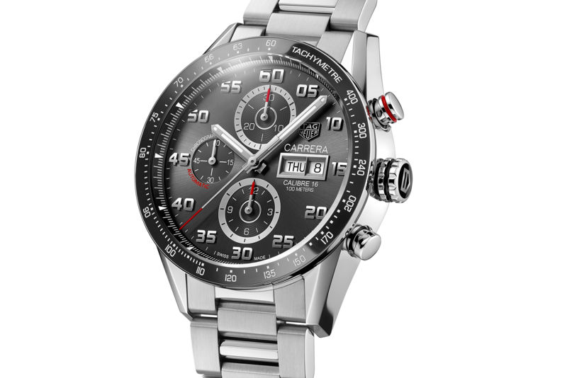 Tag Heuer Carrera Chronograph Black Dial Silver Steel Strap Watch for Men - CBN2A1AA.BA0643