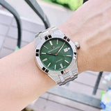 Maurice Lacroix Aikon Date Quartz Green Dial Silver Steel Strap Watch for Men - AI1108-SS002-630-1