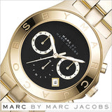 Marc Jacobs Blade Chronograph Black Dial Gold Steel Strap Watch for Women - MBM3309