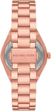 Michael Kors Lennox Three Hand Black Dial Rose Gold Steel Strap Watch For Women - MK7392