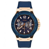 Guess Rigor Blue Dial Blue Silicone Strap Watch For Men - W0247G3