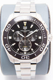 Tag Heuer Aquaracer Quartz Chronograph Black Dial Silver Steel Strap Watch for Men - CAY111A.BA0927