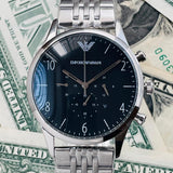 Emporio Armani Beta Chronograph Black Dial Steel Strap Watch For Men - AR1863