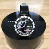 Marc Jacobs White & Black Dial Black Leather Strap Watch for Women - MBM1148