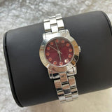 Marc Jacobs Amy Red Dial Silver Steel Strap Watch for Women - MBM3335