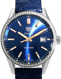 Tag Heuer Carrera Quartz Diamonds Blue Dial Blue Leather Strap Watch for Women - WAR1114.FC6391