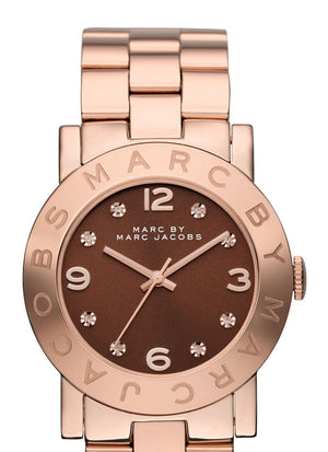 Marc Jacobs Amy Brown Dial Rose Gold Steel Strap Watch for Women - MBM3167