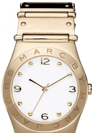 Marc Jacobs Amy White Dial Gold Steel Strap Watch for Women - MBM8519