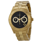 Marc Jacobs Blade Chronograph Black Dial Gold Steel Strap Watch for Women - MBM3309