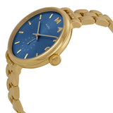 Marc Jacobs Sally Blue Dial Gold Steel Strap Watch for Women - MBM3366
