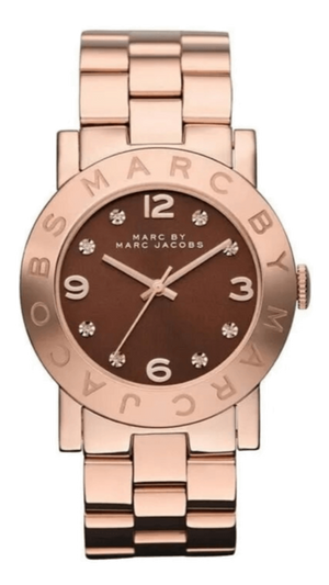 Marc Jacobs Amy Brown Dial Rose Gold Steel Strap Watch for Women - MBM3167