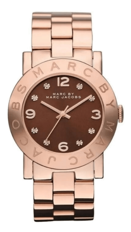 Marc Jacobs Amy Brown Dial Rose Gold Steel Strap Watch for Women - MBM3167