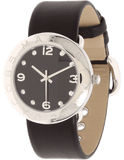 Marc Jacobs Amy Black Dial Black Leather Strap Watch for Women - MBM1140