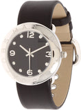 Marc Jacobs Amy Black Dial Black Leather Strap Watch for Women - MBM1140