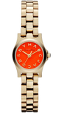 Marc Jacobs Henry Dinky Red Dial Gold Steel Strap Watch for Women - MBM3202