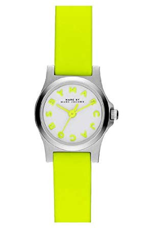 Marc Jacobs Henry White Dial Neon Yellow Rubber Strap Watch for Women - MBM1235