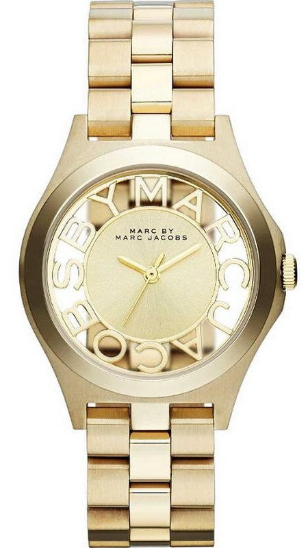 Marc Jacobs Henry Gold Dial Gold Steel Strap Watch for Women - MBM3292