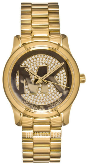 Michael Kors Runway Quartz Gold Dial Gold Steel Strap Watch For Women - MK5852