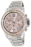 Michael Kors Everest Chronograph Gold Dial Silver Steel Strap Watch For Women - MK5870