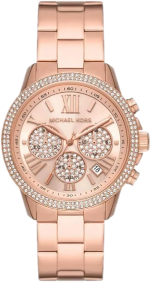 Michael Kors Bryn Chronograph Rose Gold Dial Rose Gold Steel Strap Watch For Women - MK7200