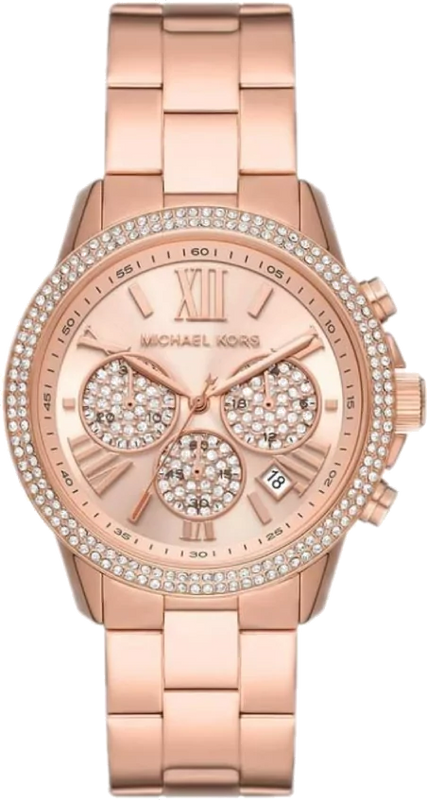 Michael Kors Bryn Chronograph Rose Gold Dial Rose Gold Steel Strap Watch For Women - MK7200