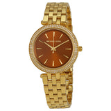 Michael Kors Darci Amber Dial Gold Steel Strap Watch for Women - MK3408