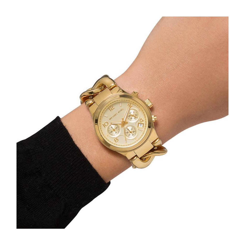 Michael Kors Runway Twist Gold Dial Gold Stainless Steel Strap Watch for Women - MK3131