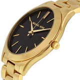 Michael Kors Runway Black Dial Gold Steel Strap Watch for Women - MK3478