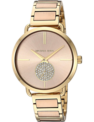 Michael Kors Portia Rose Gold Dial Two Tone Steel Strap Watch for Women - MK3706