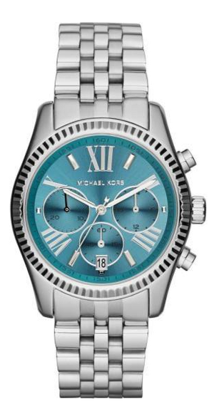 Michael Kors Lexington Chronograph Blue Dial Silver Steel Strap Watch For Women - MK5887