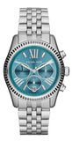 Michael Kors Lexington Chronograph Blue Dial Silver Steel Strap Watch For Women - MK5887