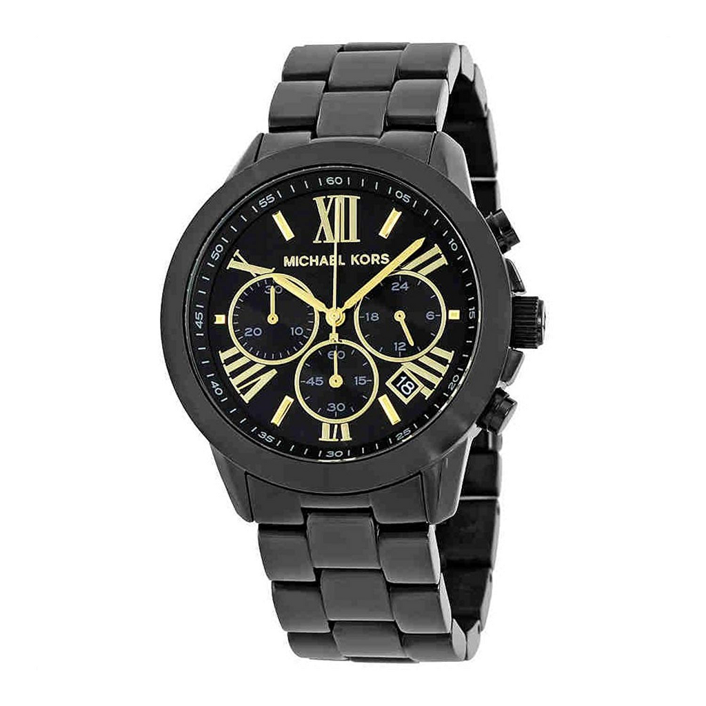 Michael Kors Brecken Chronograph Black Dial Black Steel Strap Watch for Women - MK6302