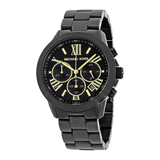 Michael Kors Brecken Chronograph Black Dial Black Steel Strap Watch for Women - MK6302