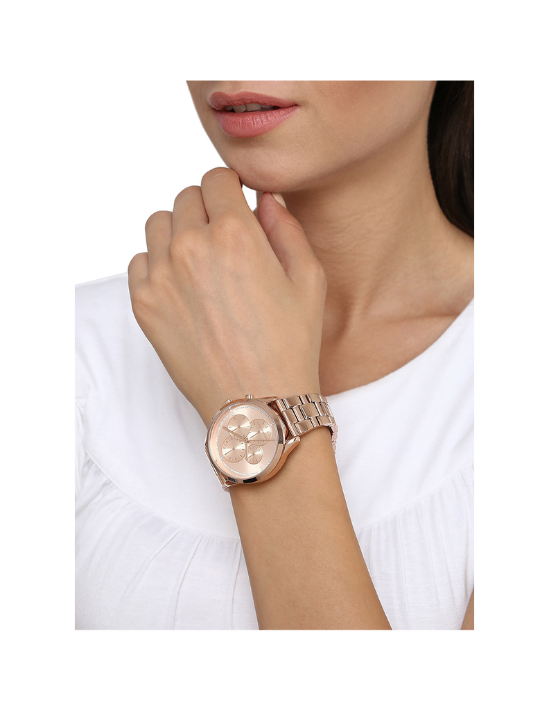 Michael Kors Briar Quartz Rose Gold Dial Rose Gold Steel Strap Watch For Women - MK6465